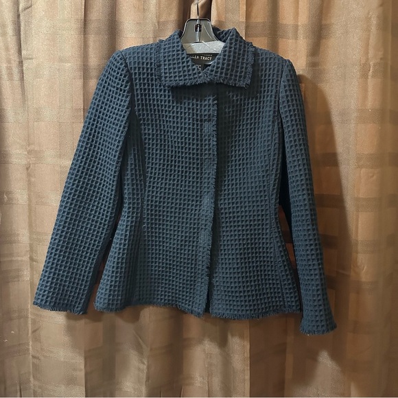 Linda Allard Ellen Tracy Waffle‎ Blazer with Unique Snaps size petite 0 - Picture 1 of 4